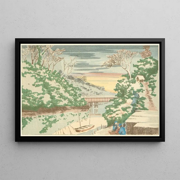 Schneefall in Ochanomizu - Kobayashi Kiyochika — gerahmtes Bild an der Wand
