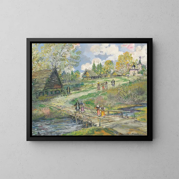 Dorfszene - Konstantin Alexeïevitch Korovine — gerahmtes Bild an der Wand