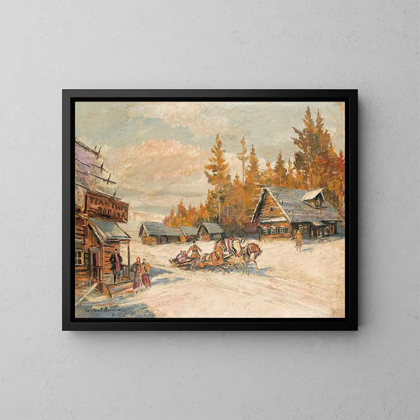 Winter-Schlittenfahrt - Konstantin Alexeïevitch Korovine — gerahmtes Bild an der Wand