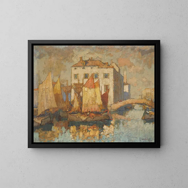 Fischer in Chioggia - Konstantin Ivanovich Gorbatov — gerahmtes Bild an der Wand