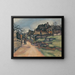 Häuser im Dorf mit figurativem Gemälde - Konstantin Bauer — gerahmtes Bild an der Wand