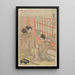 Koryusai Isoda - Februar Geisha Gemälde von Yayoi am Teehäuserfenster — gerahmtes Bild an der Wand