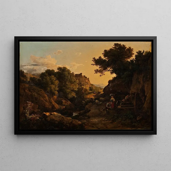 Kroly Mark - Italian Mountain Scene Woman By A Fountain.webp