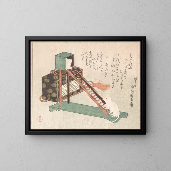 Weiße Mäuse spielen - Kubo Shunman — gerahmtes Bild an der Wand
