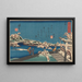Schneelandschaft mit Fluss und Figuren - Kunikazu Utagawa — gerahmtes Bild an der Wand
