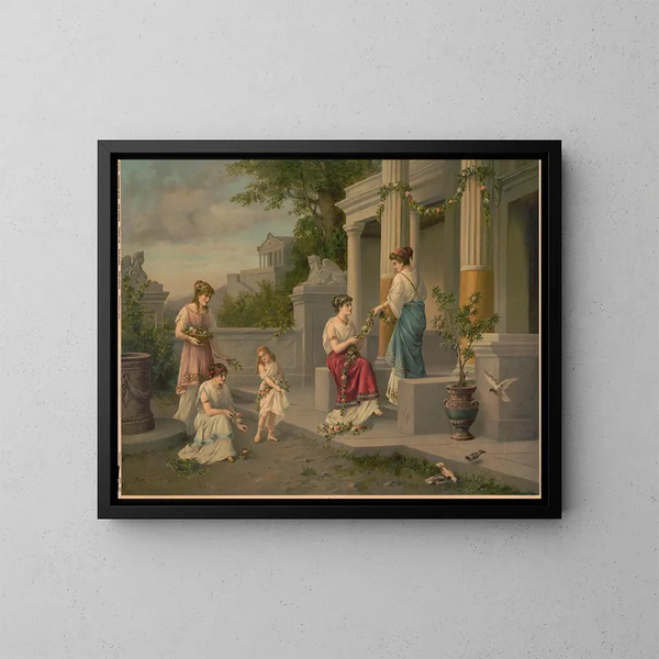 Szene pompejanisch - Kunstanstalten AG — gerahmtes Bild an der Wand