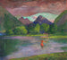L'entrée de la rivière Tautira, pêcheur tahitien piquant un poisson - John La Farge — Ansicht des Kunstwerks
