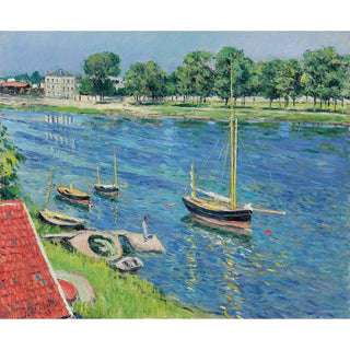 La Seine à Argenteuil, bateaux au mouillage - Gustave Caillebotte | Reproduction Tableau Décoration murale affiche copie