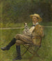 Studie eines sitzenden Mannes mit Hund - Ladislav Mednyánszky — Ansicht des Kunstwerks