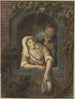 Eine nackte Frau, die einen Eimer aus dem Fenster leert, hinter ihr ein junger Mann, der raucht - Lambert Antonius Claessens — Ansicht des Kunstwerks