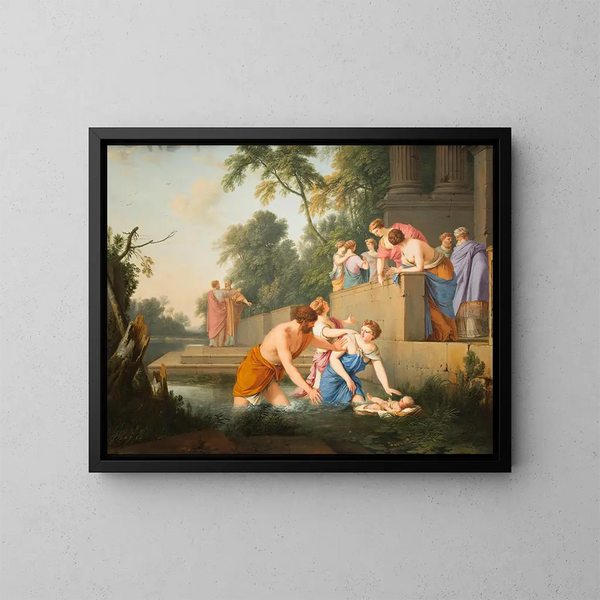 Die Entdeckung Moses' - Laurent de La Hyre — gerahmtes Bild an der Wand