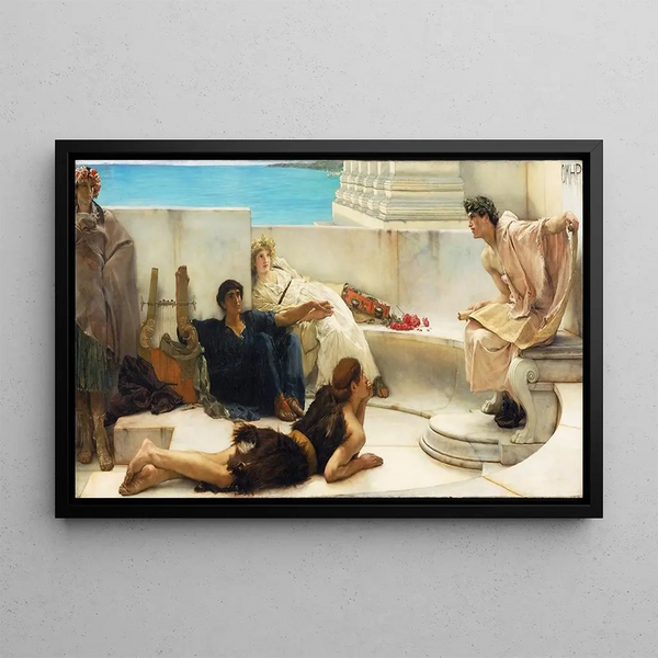 Lesung Homers - Lawrence Alma-Tadema — gerahmtes Bild an der Wand
