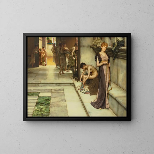 Ein Apodytère - Lawrence Alma-Tadema — gerahmtes Bild an der Wand