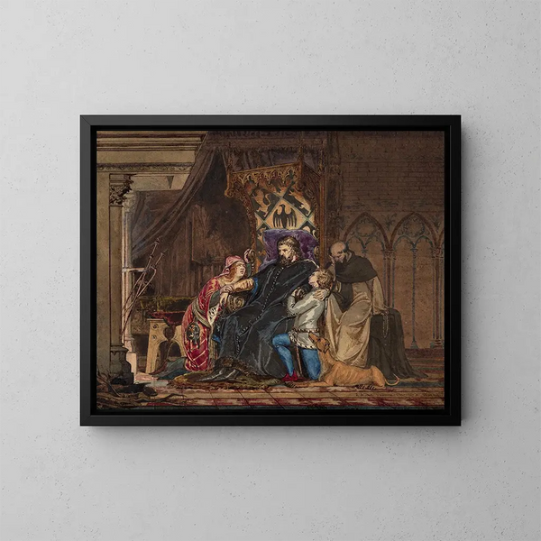 Frédéric Barberousse, der seine Exkommunikation lernt - Lawrence Alma-Tadema — gerahmtes Bild an der Wand