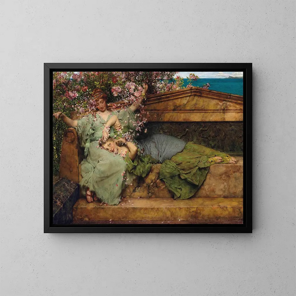 In einem Rosengarten - Lawrence Alma-Tadema — gerahmtes Bild an der Wand