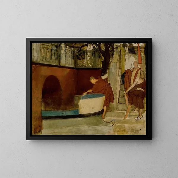 L'Embarquement sur la barge - Lawrence Alma-Tadema — gerahmtes Bild an der Wand
