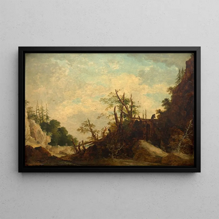 Lazare Bruandet - Landscape with a bridge.webp