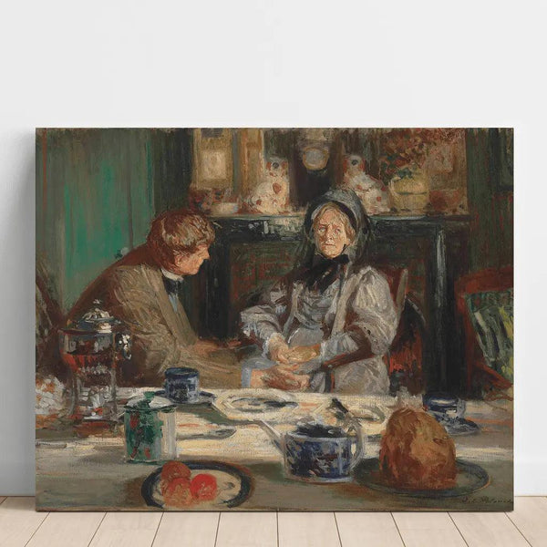 Reproduktion des Gemäldes Der Maler Sickert und seine Mutter, Frühstück in Neuville - Jacques-Émile Blanche