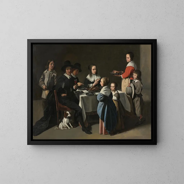 Ein Familienessen - Familie Le Nain — gerahmtes Bild an der Wand