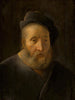 Portrait eines bärtigen Mannes in halber Figur mit Mütze - Schule von Leiden — Ansicht des Kunstwerks