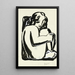 Frau nackt sitzend mit gekreuzten Knien, Skizze - Leo Gestel — gerahmtes Bild an der Wand