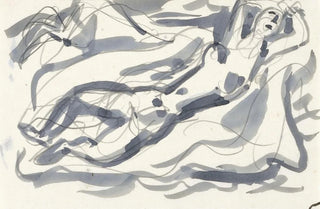 Leo Gestel - Ontwerp voor een vignet naakte vrouw en paard met op de achtergrond de zee.webp