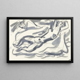 Leo Gestel - Ontwerp voor een vignet naakte vrouw en paard met op de achtergrond de zee.webp