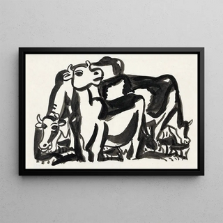 Leo Gestel - Ontwerp voor een vignet voorstelling met drie koeien.webp