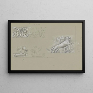 Leo Gestel - Ontwerpen voor een watermerk van een bankbiljet hand met roos roos panter.webp