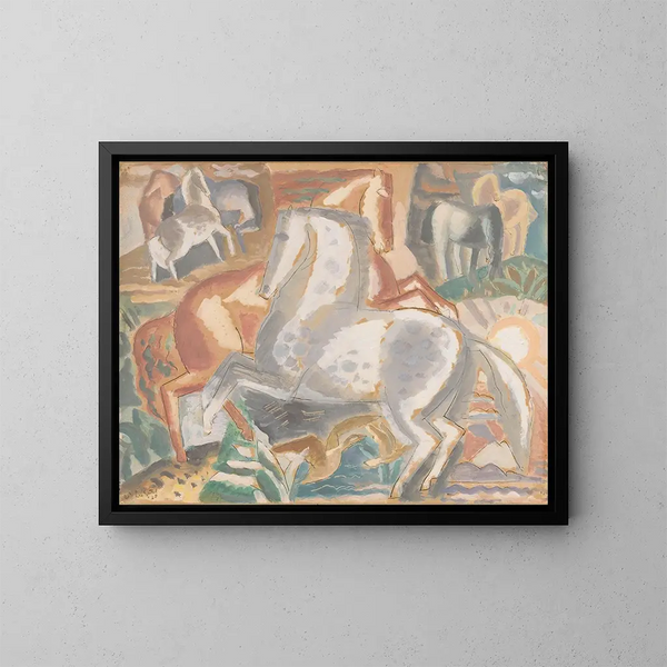 Pferde in der Landschaft - Leo Gestel — gerahmtes Bild an der Wand
