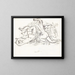 Skizzenblatt mit nackten Frauen, die schwimmen, und Fischen - Leo Gestel — gerahmtes Bild an der Wand