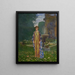 Dame im Garten in der Nähe eines Brunnens im Frühling - Léon Kamir - Kaufmann — gerahmtes Bild an der Wand
