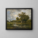 Landschaft von Bach mit Spaziergängerin - Léon Richet — gerahmtes Bild an der Wand