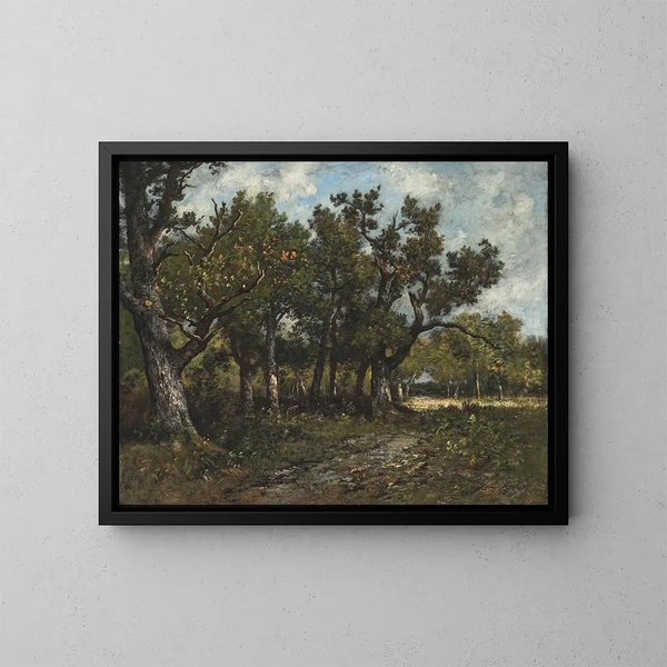 in der Nähe von Barbizon, in der Nähe eines Bauernhofs - Léon Richet — gerahmtes Bild an der Wand