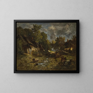 La ferme - Léon Richet — gerahmtes Bild an der Wand