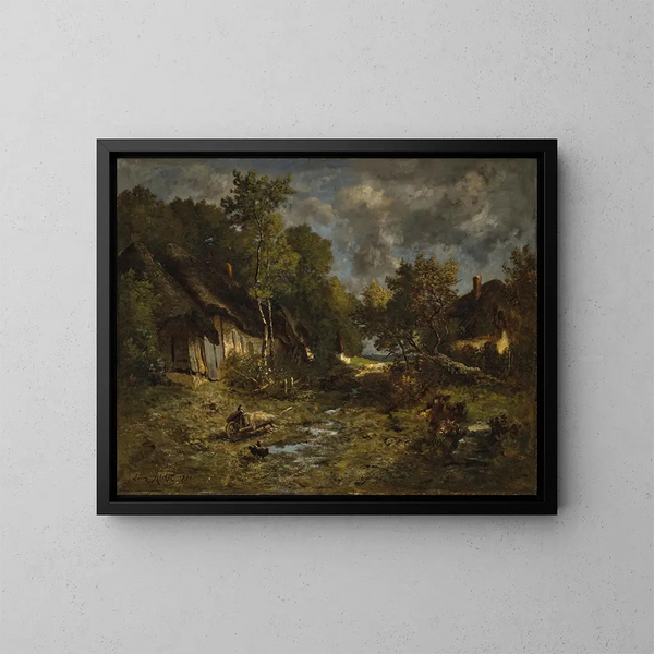 La ferme - Léon Richet — gerahmtes Bild an der Wand