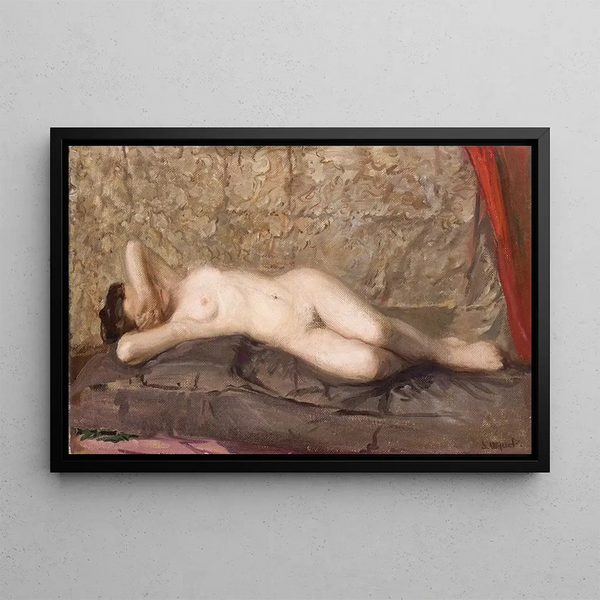 Frau nackt liegend - Leon Wyczółkowski — gerahmtes Bild an der Wand