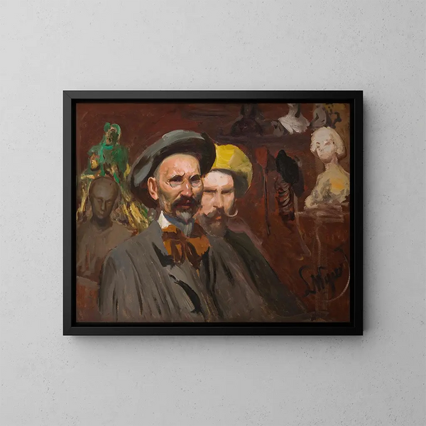 Selbstporträt mit Konstanty Laszczka - Leon Wyczółkowski — gerahmtes Bild an der Wand