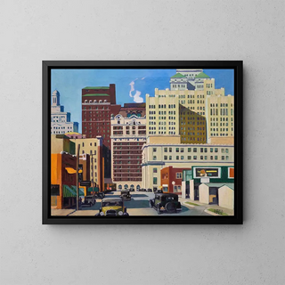Rue South Akard - Lloyd Sargent — gerahmtes Bild an der Wand