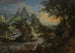 Fischer beim Einholen der Beute in einer weiten Landschaft, ein Dorf im Hintergrund - Lodewijk Toeput — Ansicht des Kunstwerks