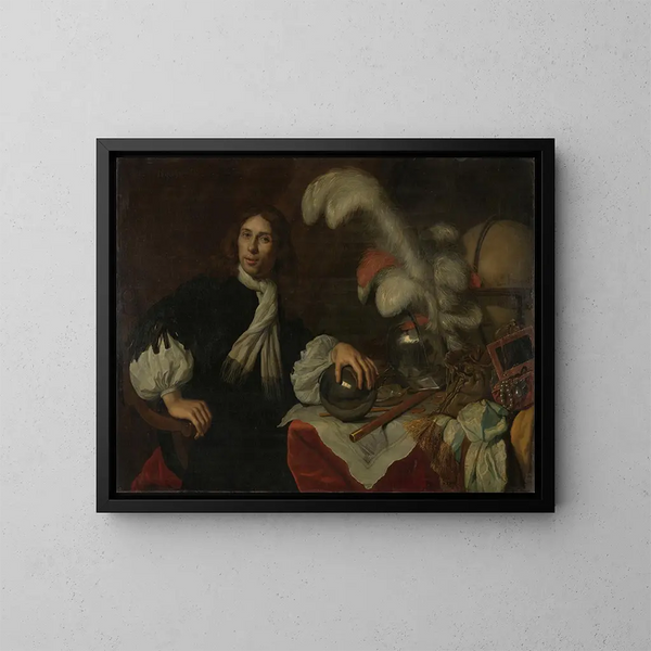 Posthumes Gemälde Porträt von Aucke Stellingwerff, Admiral von Friesland, getötet im Jahr 1665 in Lowestoft durch eine Kanonenkugel - Lodewijk van der Helst — gerahmtes Bild an der Wand