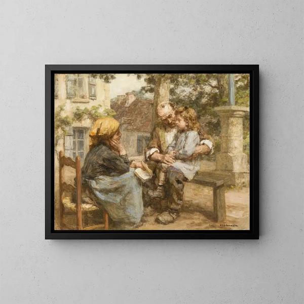 La première léon - Léon Augustin Lhermitte — gerahmtes Bild an der Wand