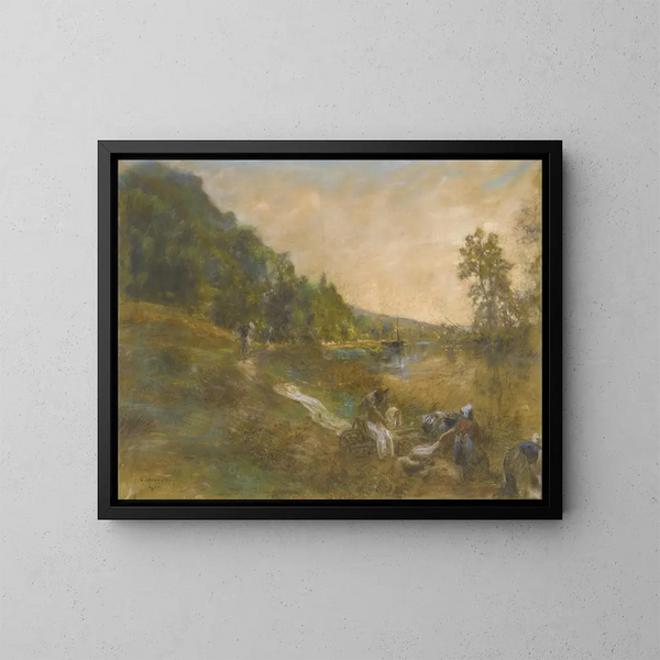 Laveuses de la Marne le matin - Léon Augustin Lhermitte — gerahmtes Bild an der Wand