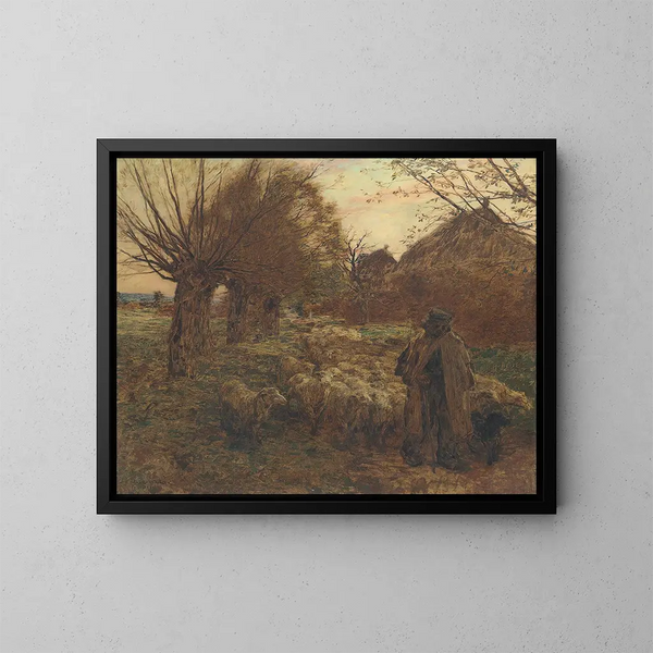 Der Hirte und seine Herde - Léon Augustin Lhermitte — gerahmtes Bild an der Wand