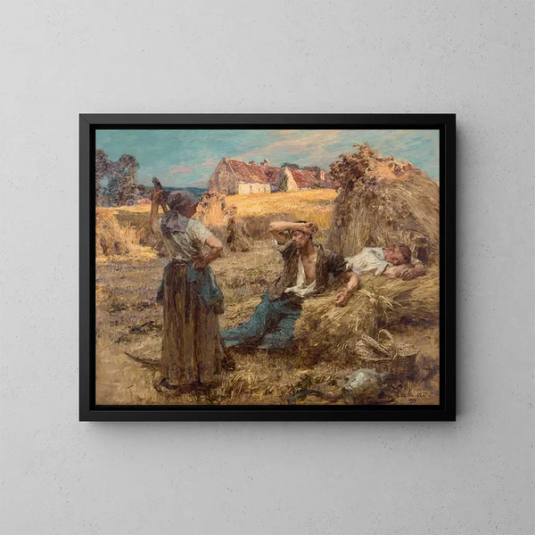 Der Weckruf des Sensenmanns - Léon Augustin Lhermitte — gerahmtes Bild an der Wand