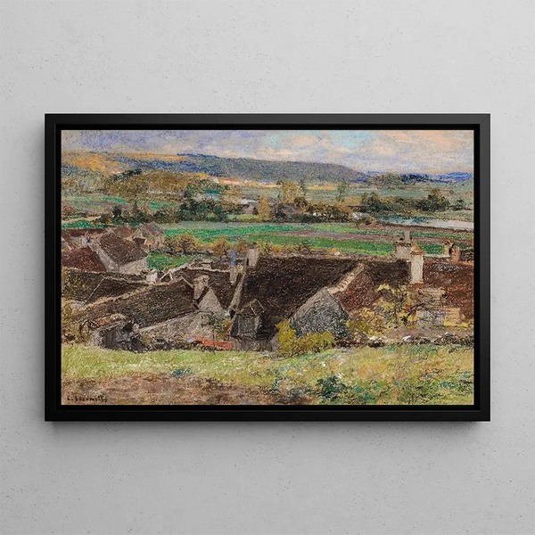Die Dächer Ansicht des Dorfes - Léon Augustin Lhermitte — gerahmtes Bild an der Wand