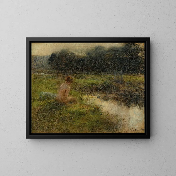 Die Badende - Léon Augustin Lhermitte — gerahmtes Bild an der Wand