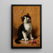Katze mit Schmetterling - Léon Huber — gerahmtes Bild an der Wand