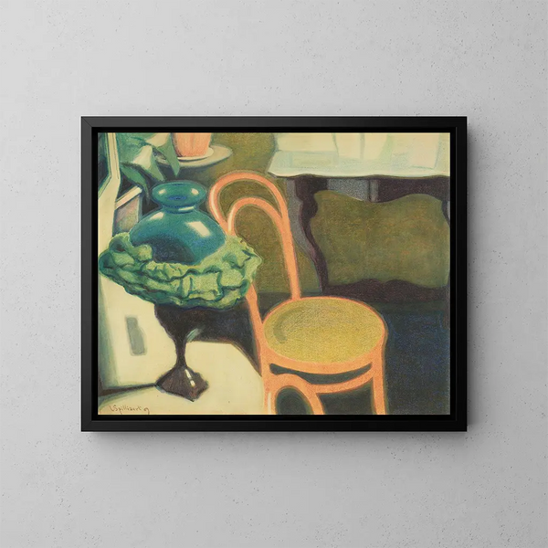 Innenaufnahme mit Stuhl und Opal-Lampe - Léon Spilliaert — gerahmtes Bild an der Wand