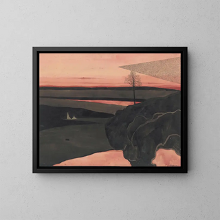 Lon Spilliaert - Landscape under a Red Evening Glow with Migratory Birds.webp